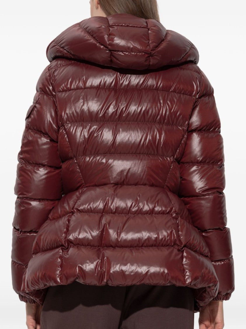 Moncler Burgundy Glossy Quilted Hooded Jacket
