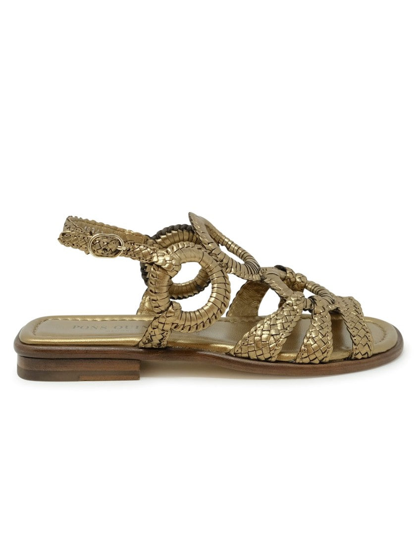 Pons Quintana Bronze Leather Tina Flat Sandals
