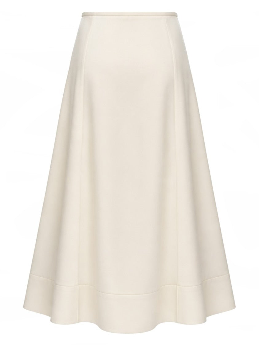 Jil Sander Satin Finish A-Line Buttons Midi Skirt