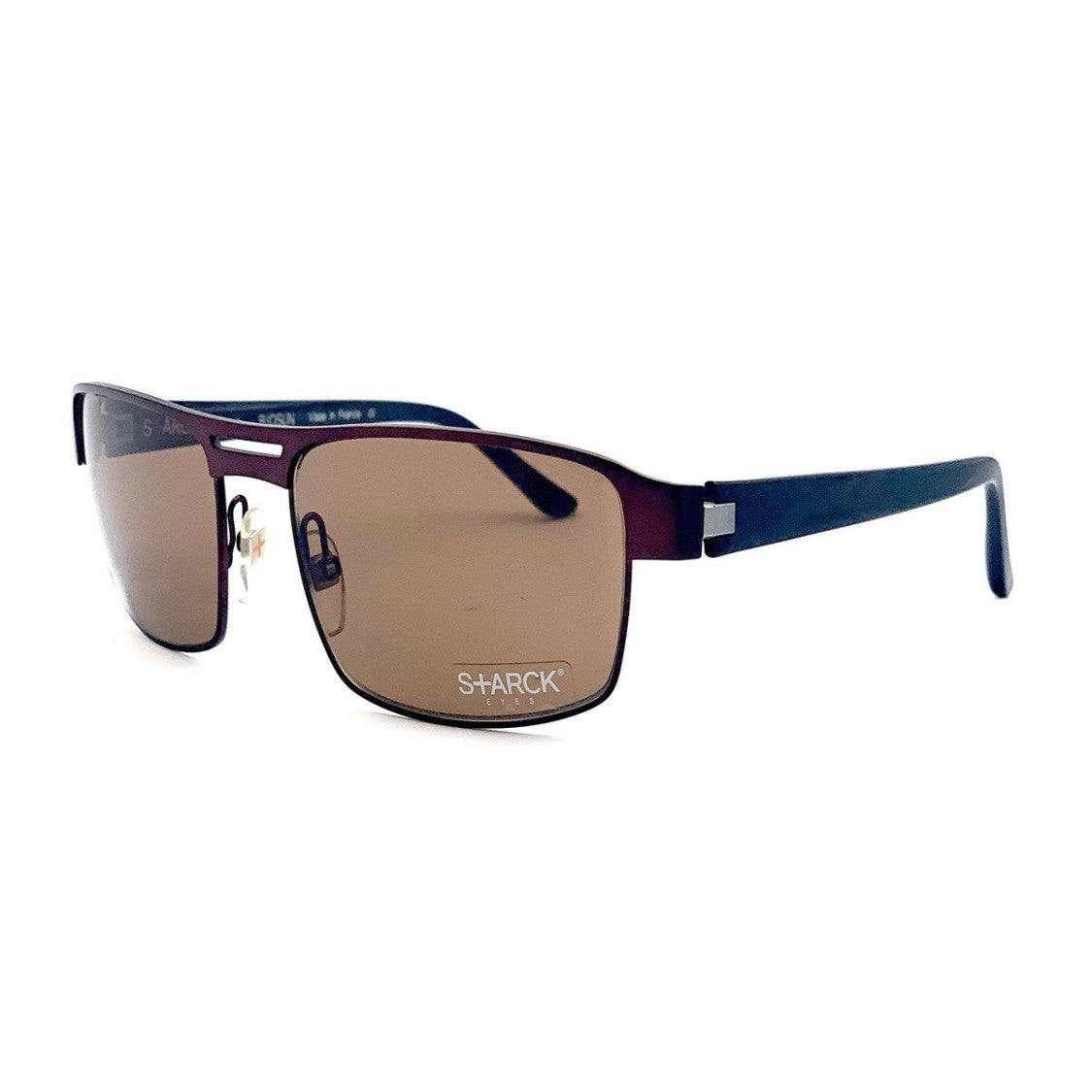 Starck Brown Pl1250 Metal Rectangular Sunglasses