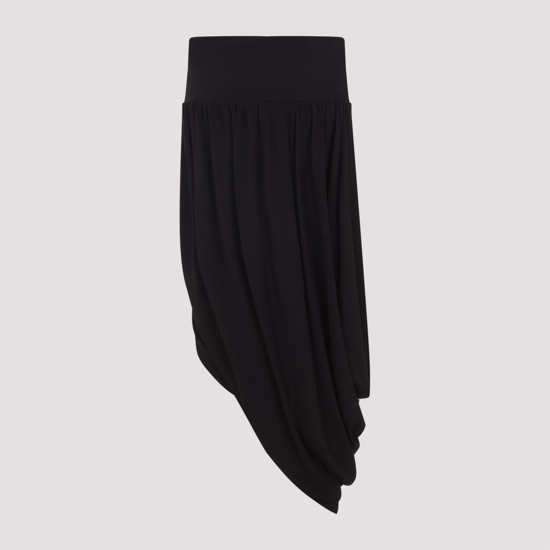 Alaïa Twisted Black Viscose Midi Skirt With Asymmetric Hem