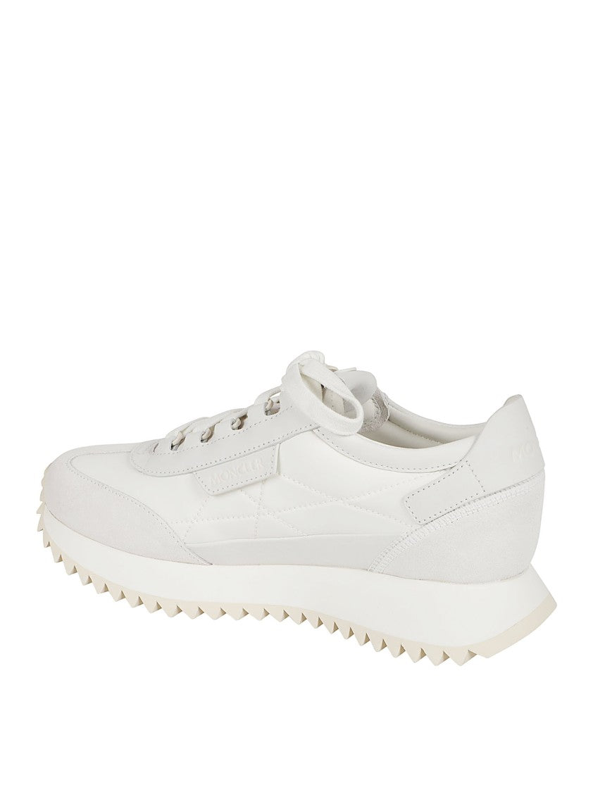 Moncler Light Beige Nylon And Suede Sneakers