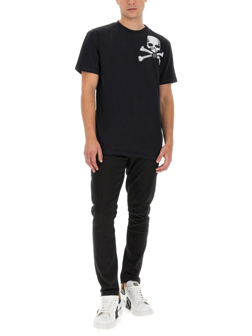 Philipp Plein Skull And Crossbones Logo Black T-Shirt