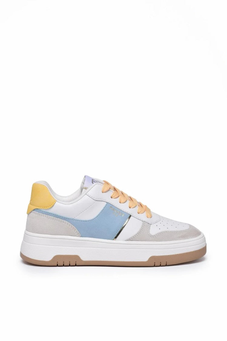 Twin-Set Women's Leather And Suede Sneakers - White/Light Blue