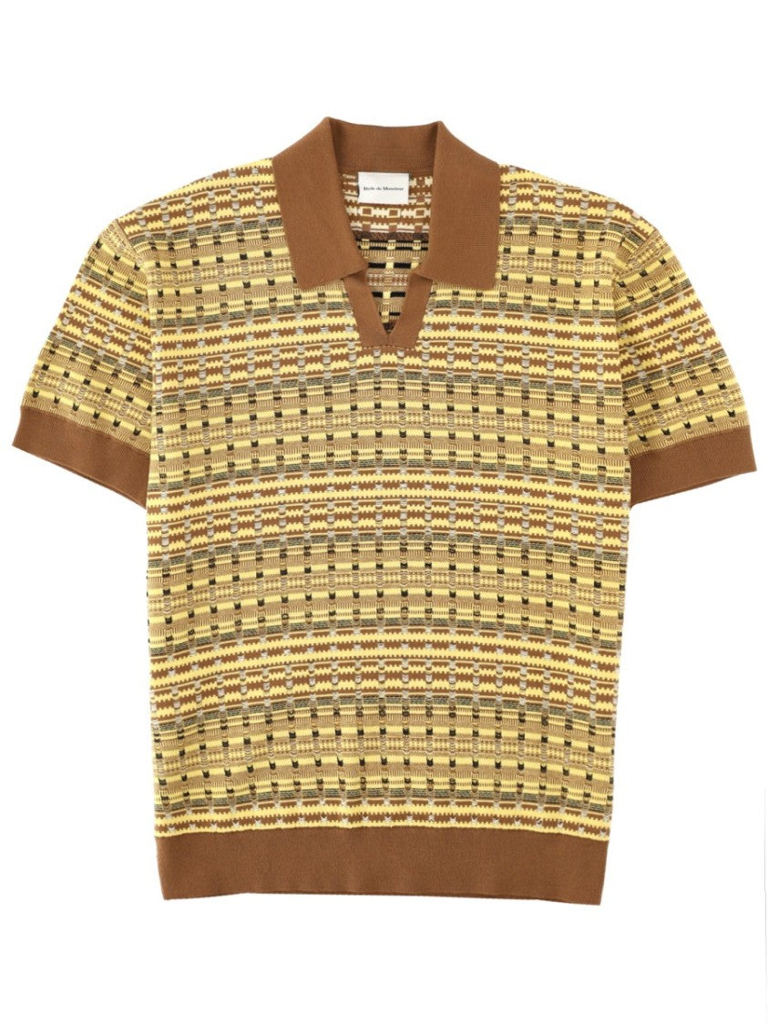 Drôle De Monsieur Brown Maille Coogie Geometric Polo Shirt