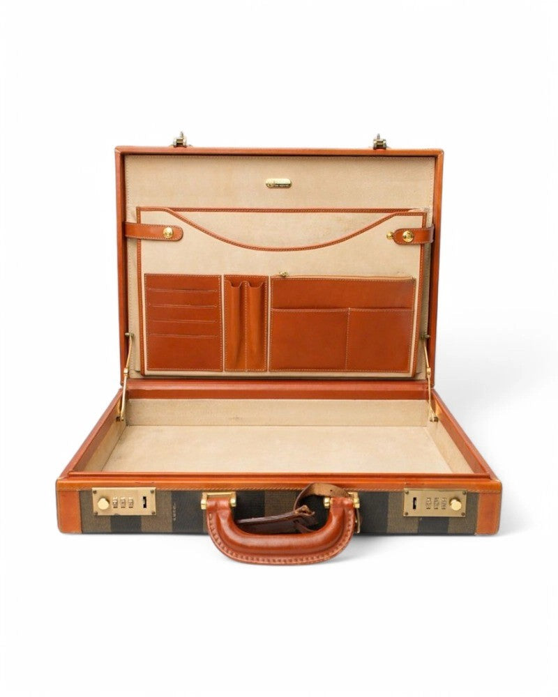 Fendi Brown Striped Hard Document Holder