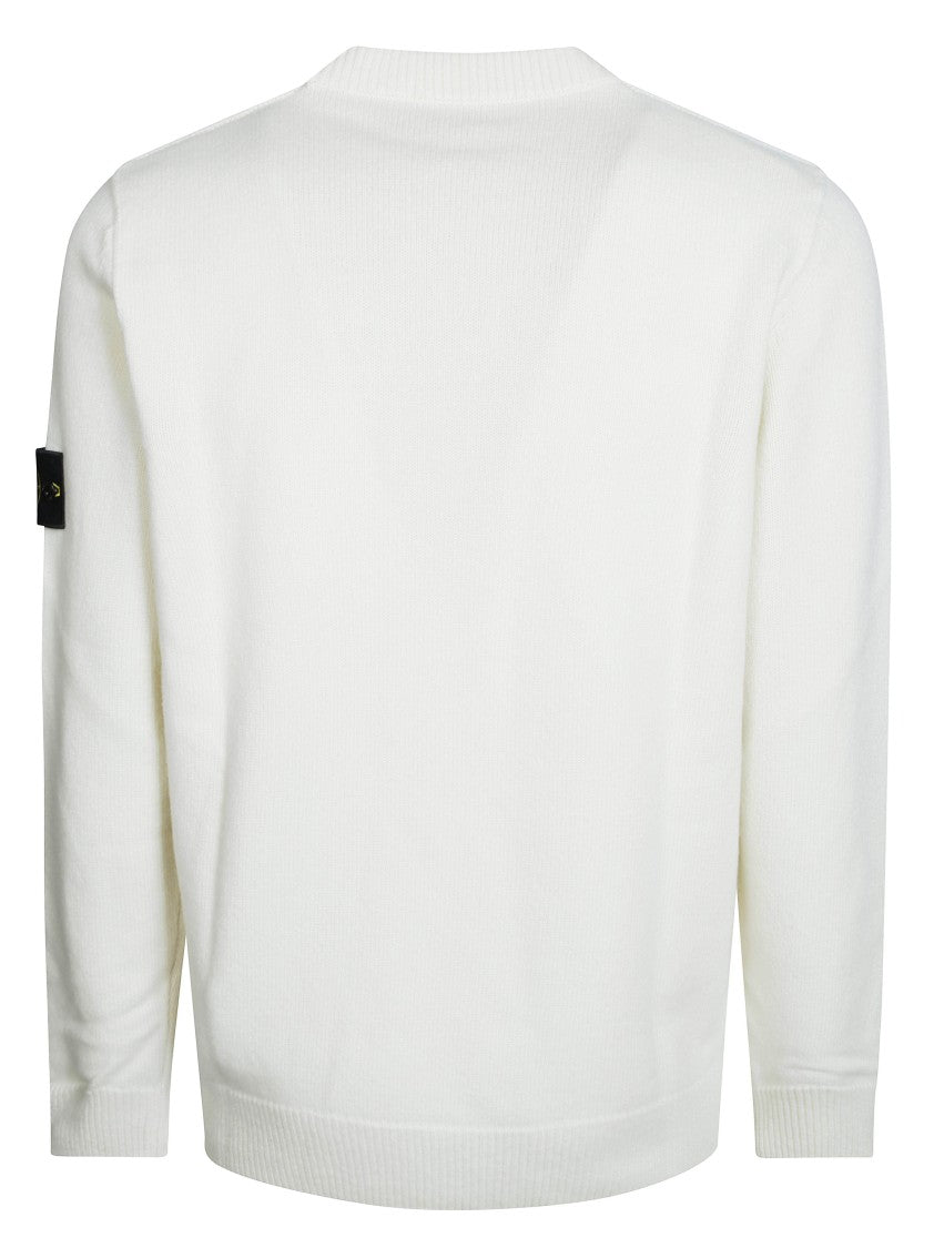 Stone Island Textured Knit Pullover Sweater With Compass Logo