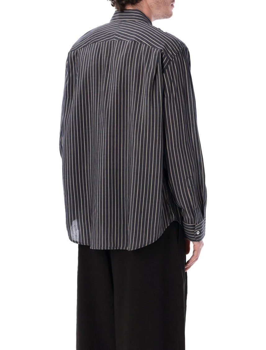 Studio Nicholson View Striped Lyocell Silk Blend Shirt