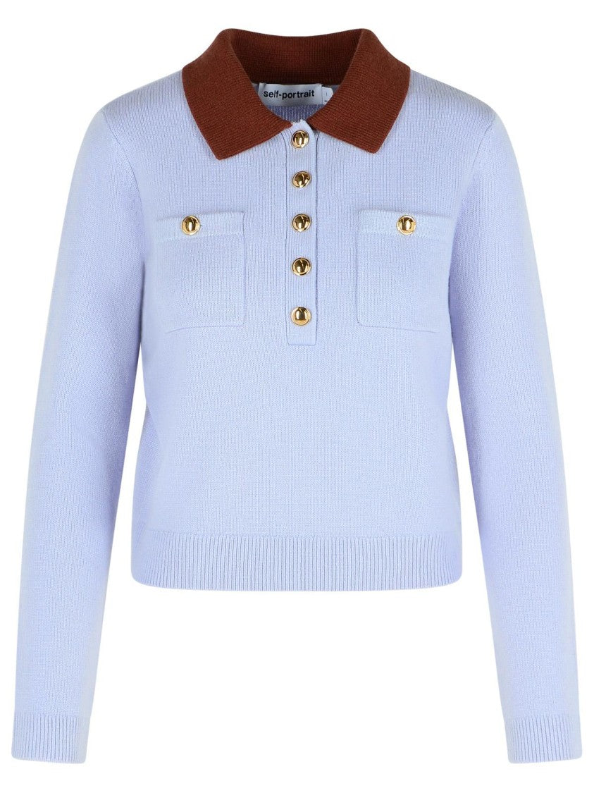 Self-Portrait Blue Wool Blend Sweater