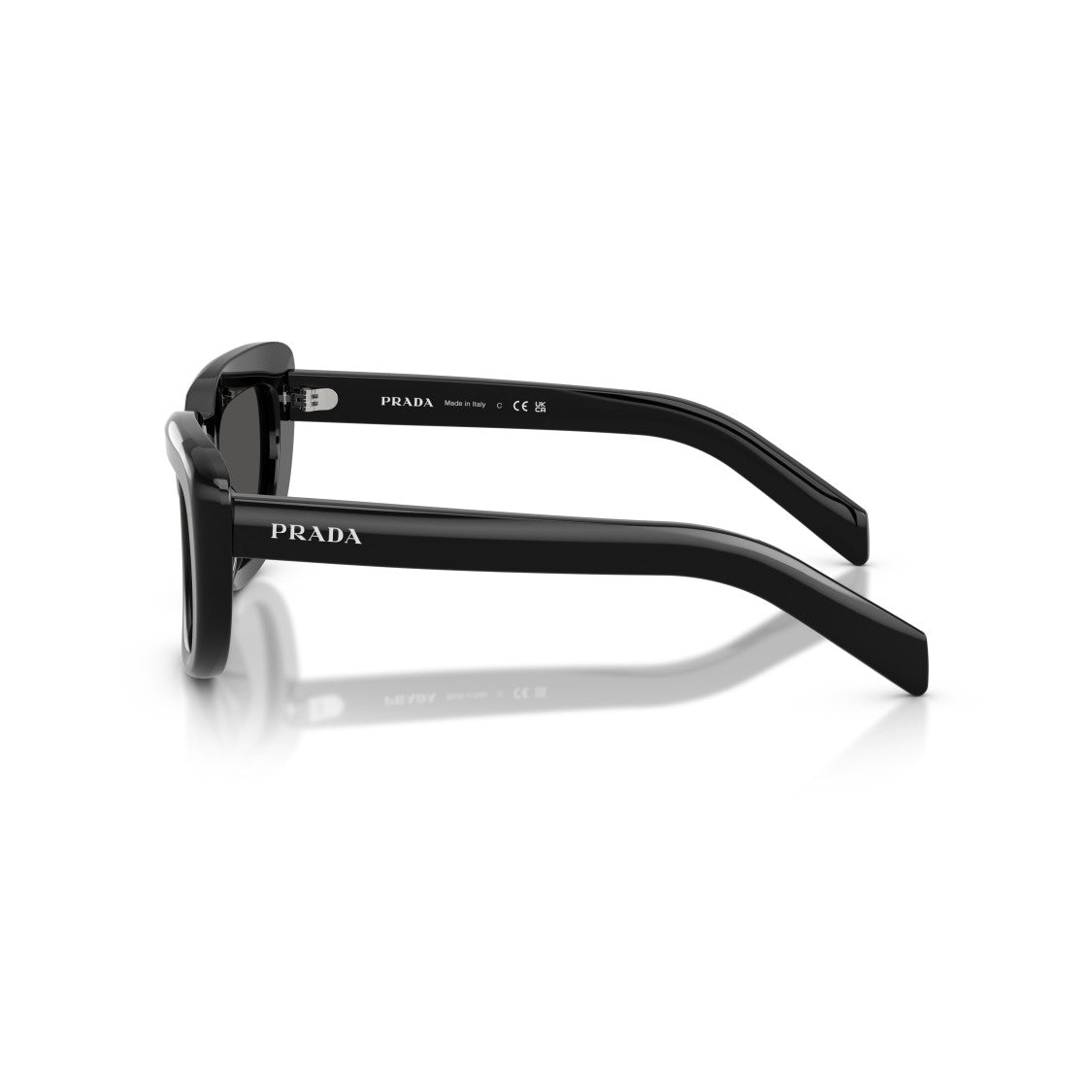 Prada 0Pr D07s Rectangular Black Acetate Sunglasses