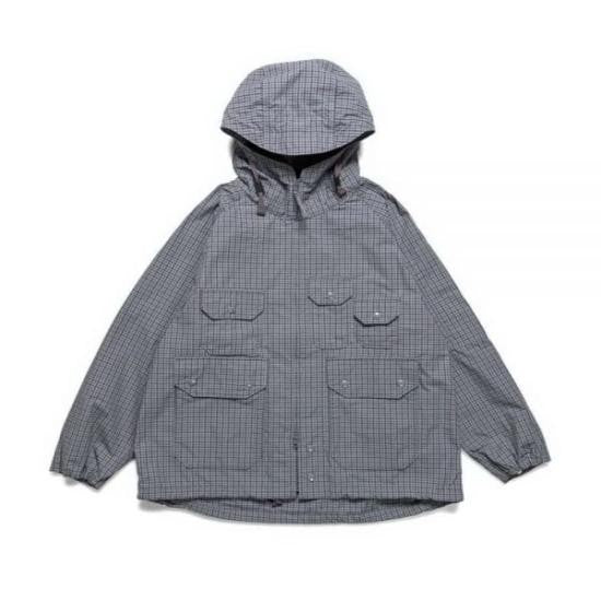 Engineered Garments Hooded Jacket With Subtle Check Pattern And Front Pockets