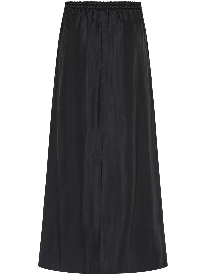 Loulou Studio Flowing Black Skirt With Silk-Linen Blend