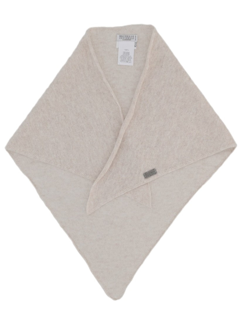 Brunello Cucinelli Triangular Cashmere Foulard With Refined Monile Detail