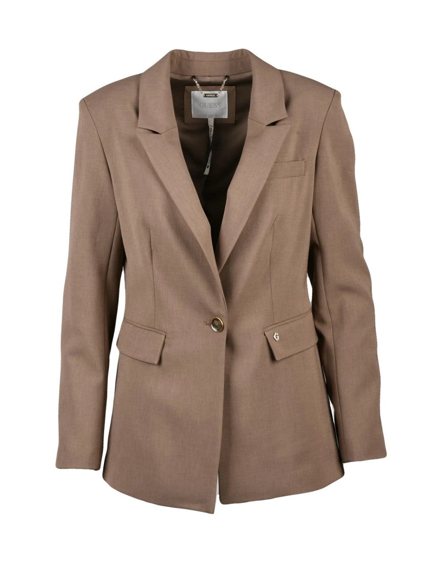 Guess Tailored Fitted Jacket With Notched Lapels And Button Closure