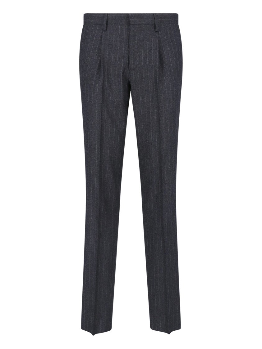 Lardini Double-Breasted Virgin Wool Suit With Pinstripe Design
