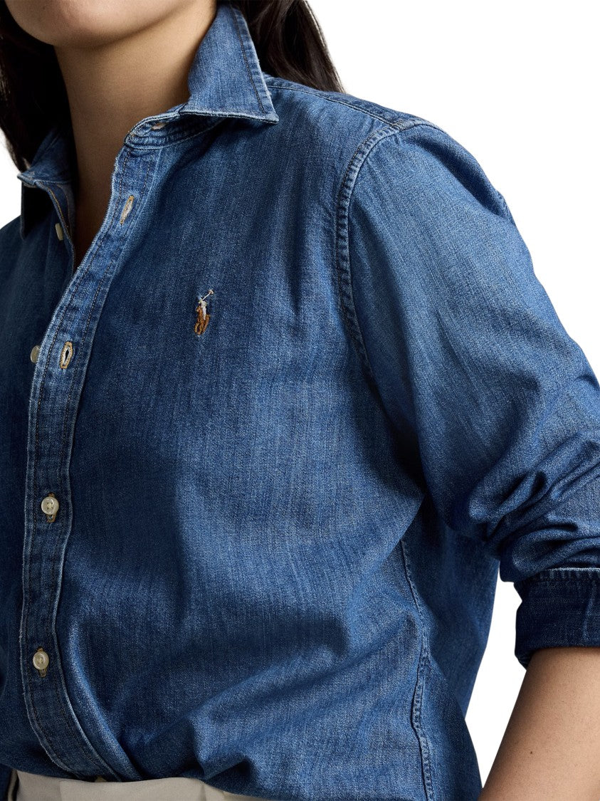 Polo Ralph Lauren Button-Front Denim Shirt With Tailored Fit And Embroidered Logo