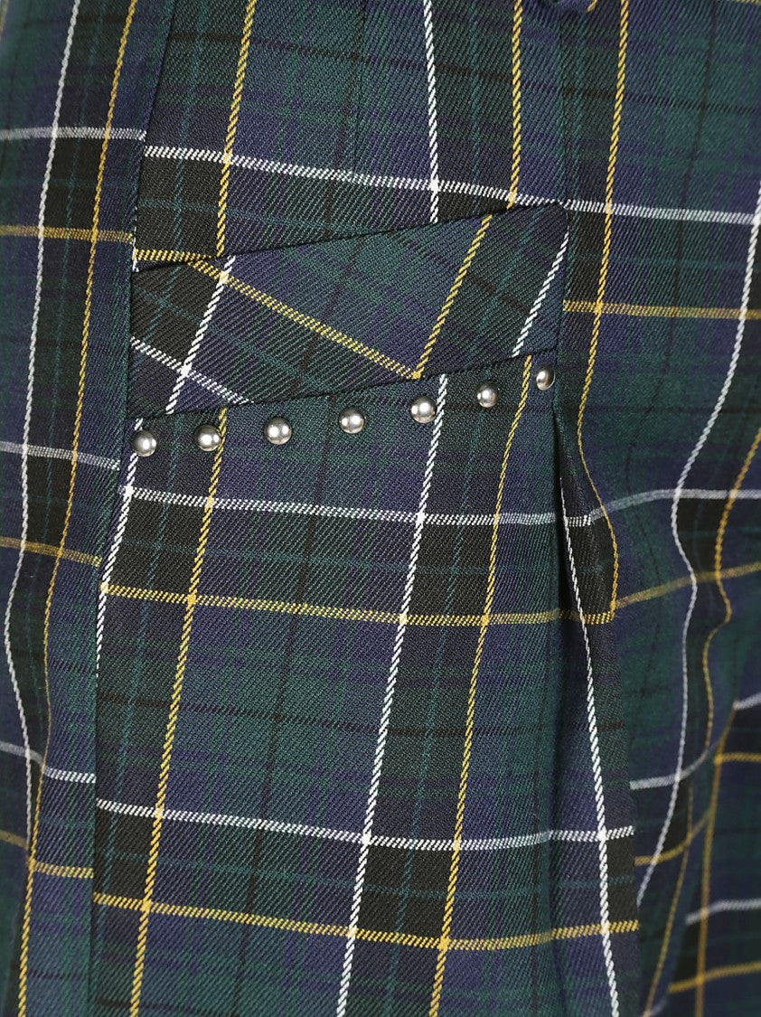 Liujo Tailored Plaid Shorts With Decorative Studs