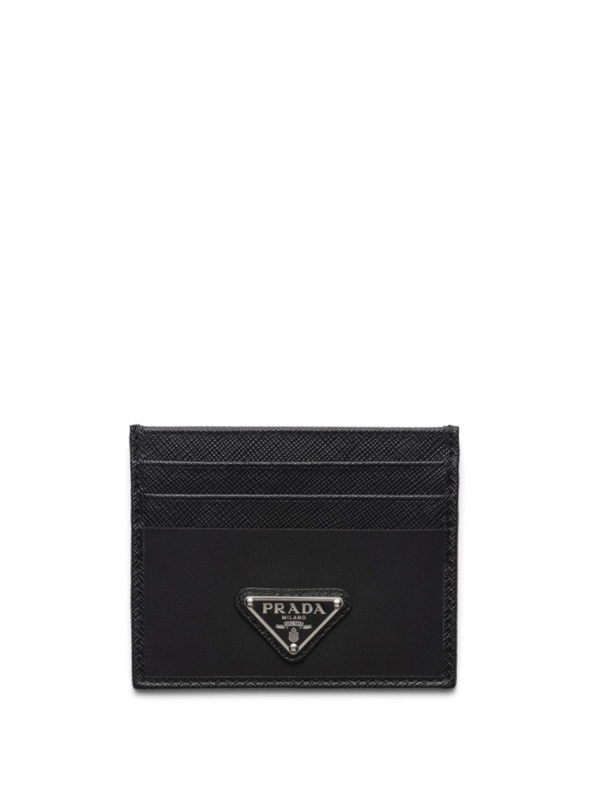 Prada Black Re-Nylon Saffiano Leather Cardholder Wallet