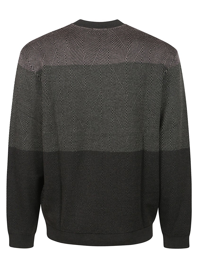 Emporio Armani Geometric Patterned Virgin Wool Sweater