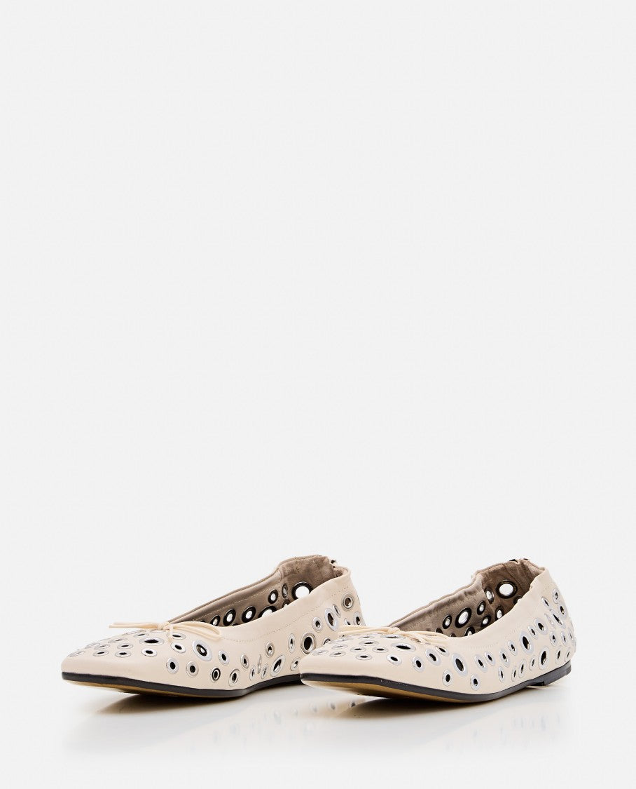 Golden Goose Cream Amy Square Toe Leather Ballet Flats