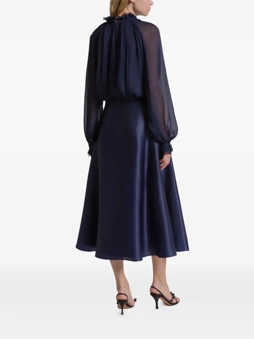 Alberta Ferretti Smooth Organza Midi Skirt With High Waist