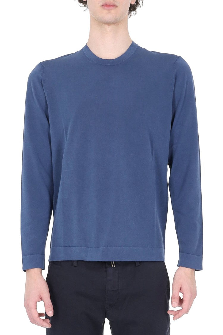 Drumohr Blue Long-Sleeve Frosted Cotton T-Shirt