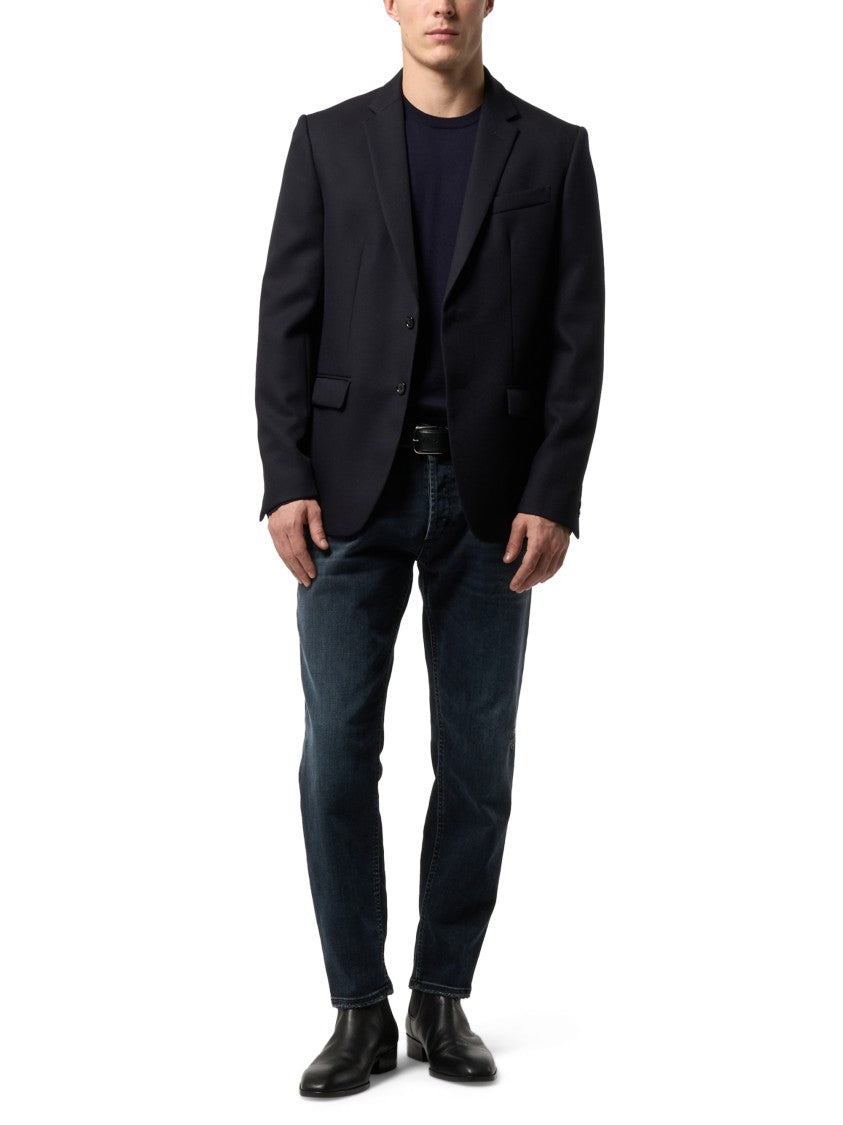 Dondup Distressed Dark Denim Trousers With Raw Edge Finish