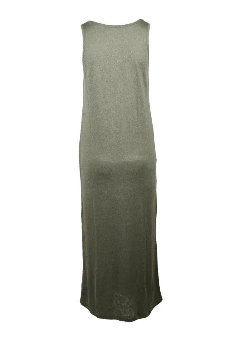 Majestic Filatures Military Green Linen Elastane Tank Dress