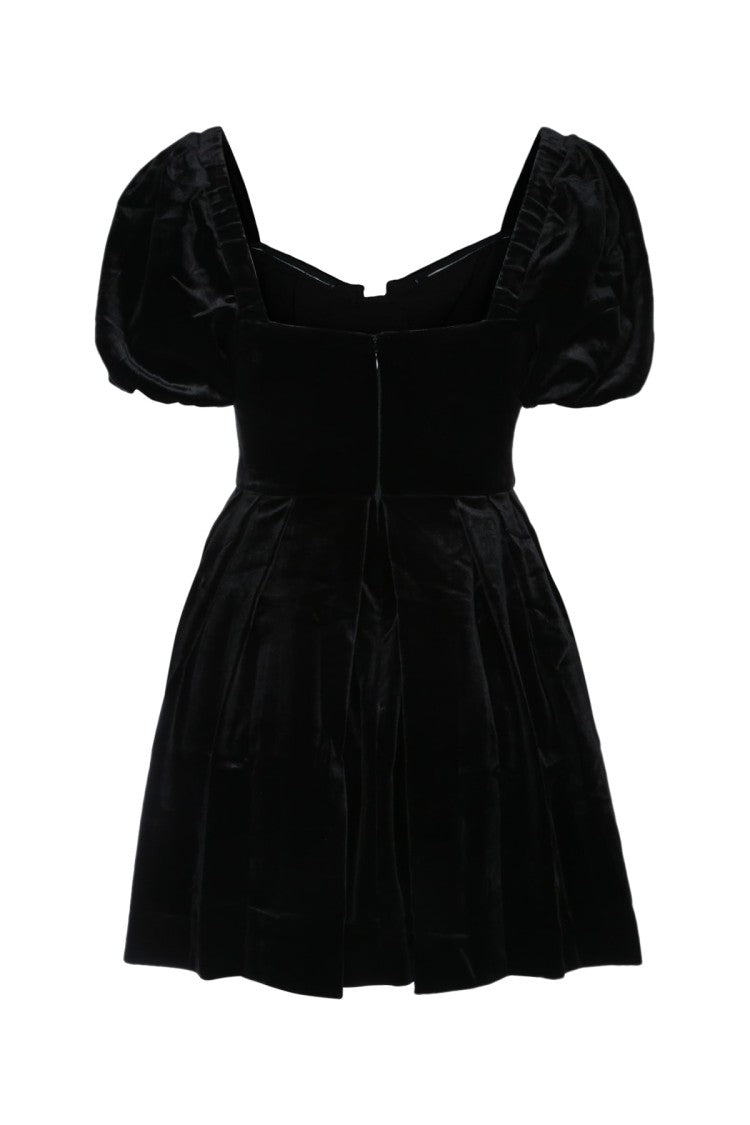 Self-Portrait Fitted Bodice Dress With Puffed Sleeves