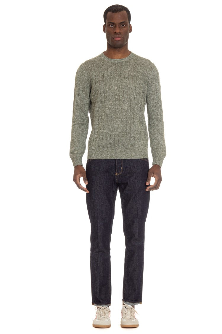 Gran Sasso Melange Linen-Cotton Sweater With Roll Detail