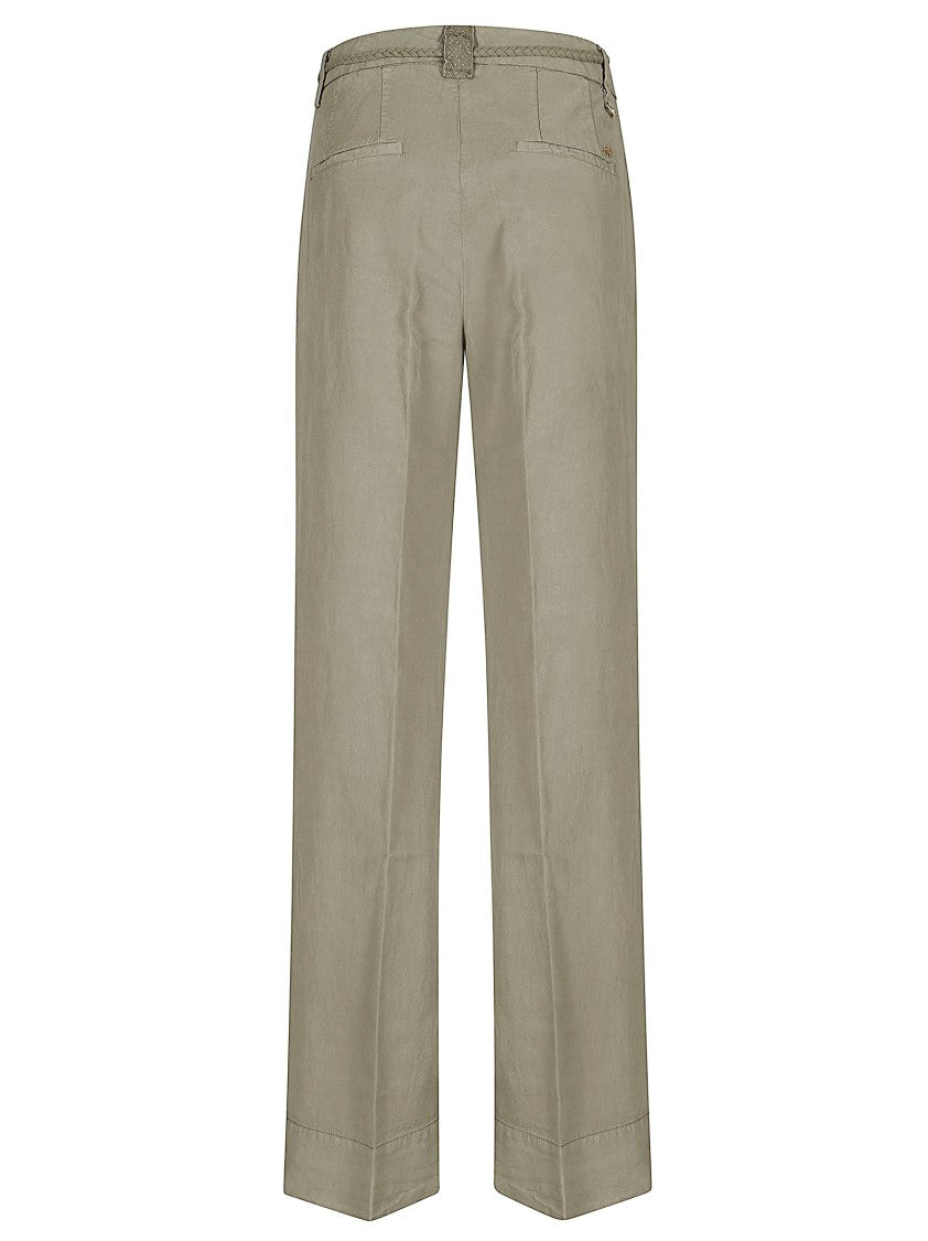 Mason's Straight Fit Twill Trousers With Woven Belt And Classic Design