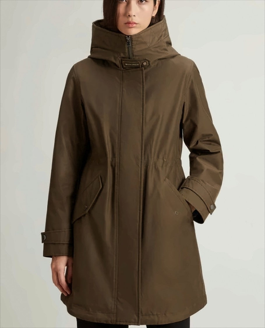 Woolrich Three-Layer Brown Parka With Removable Quilted Jacket