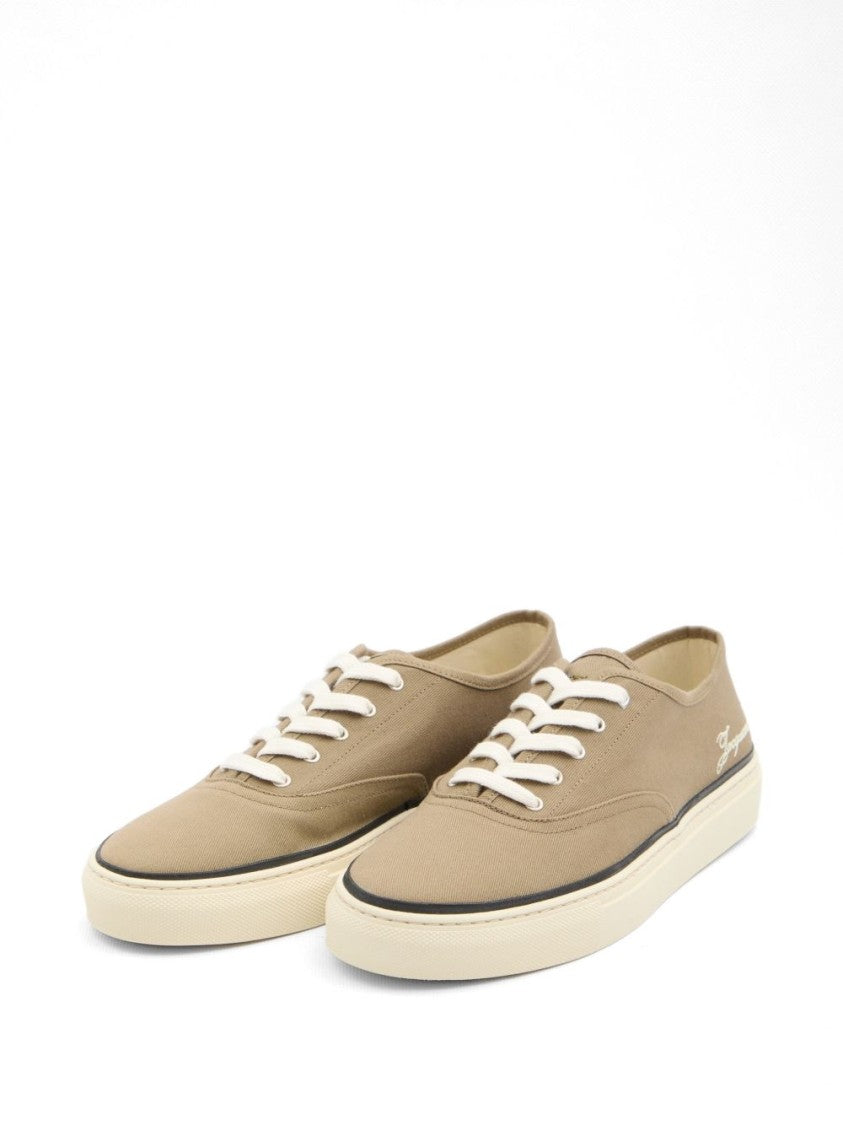 Jacquemus Beige Embroidered Logo Cotton Lace Sneakers
