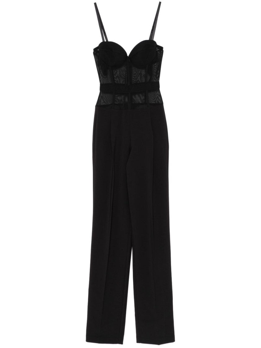 Elisabetta Franchi High-Waisted Tailored Pants With Sheer Waistband Detail