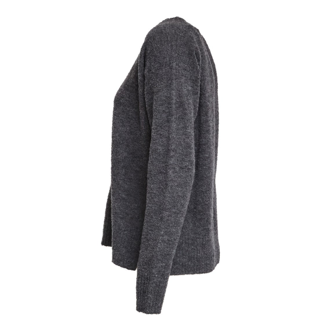 Dondup V-Neck Bouclé Knitwear Top With Ribbed Detailing