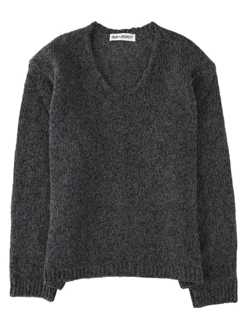 Our Legacy V-Neck Textured Ribbed Wool Sweater