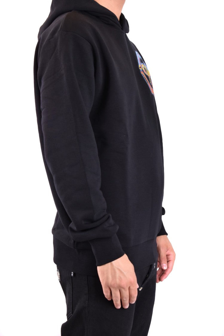 Philipp Plein Black Logo Printed Cotton Hoodie