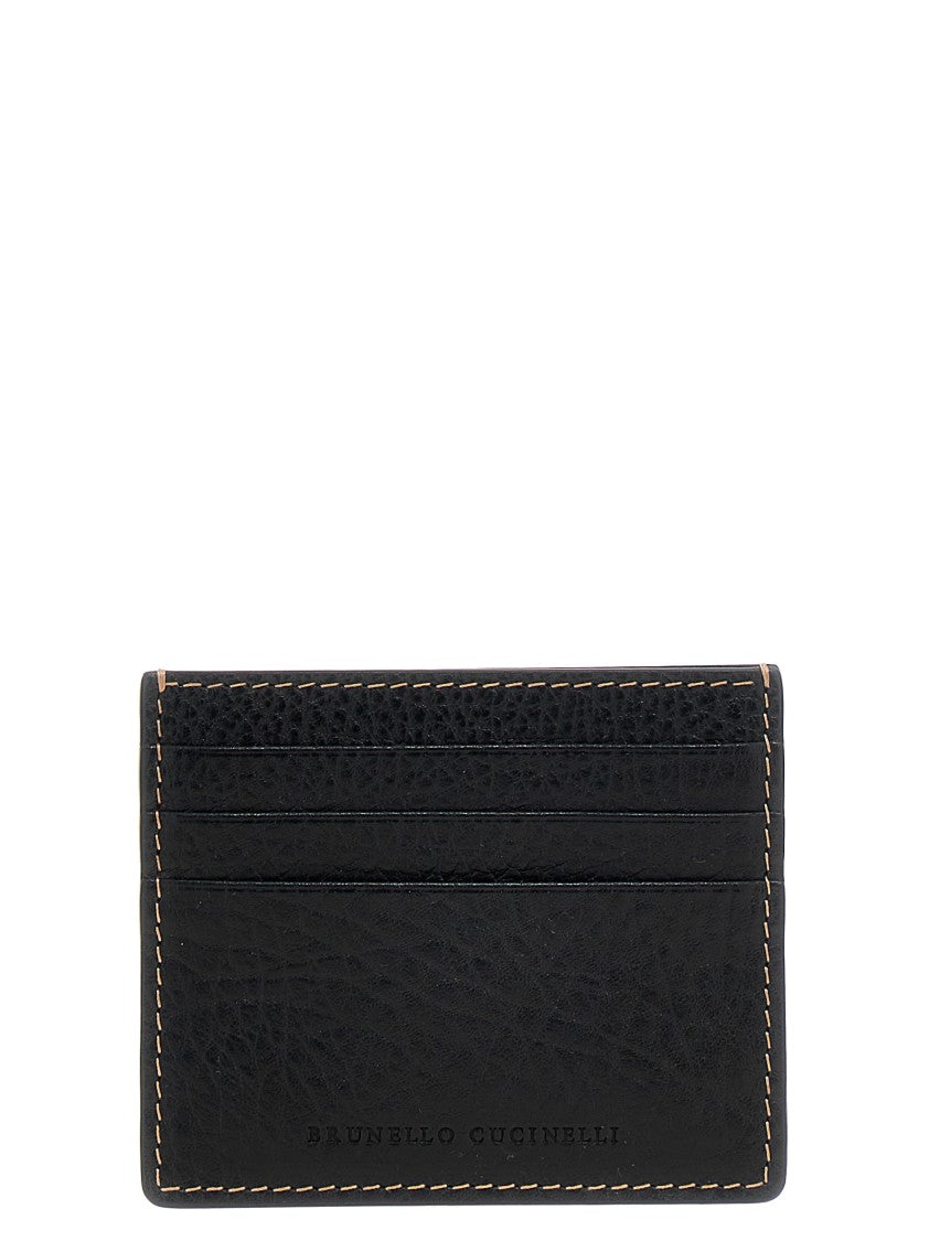 Brunello Cucinelli Calfskin Leather Cardholder With Textured Finish
