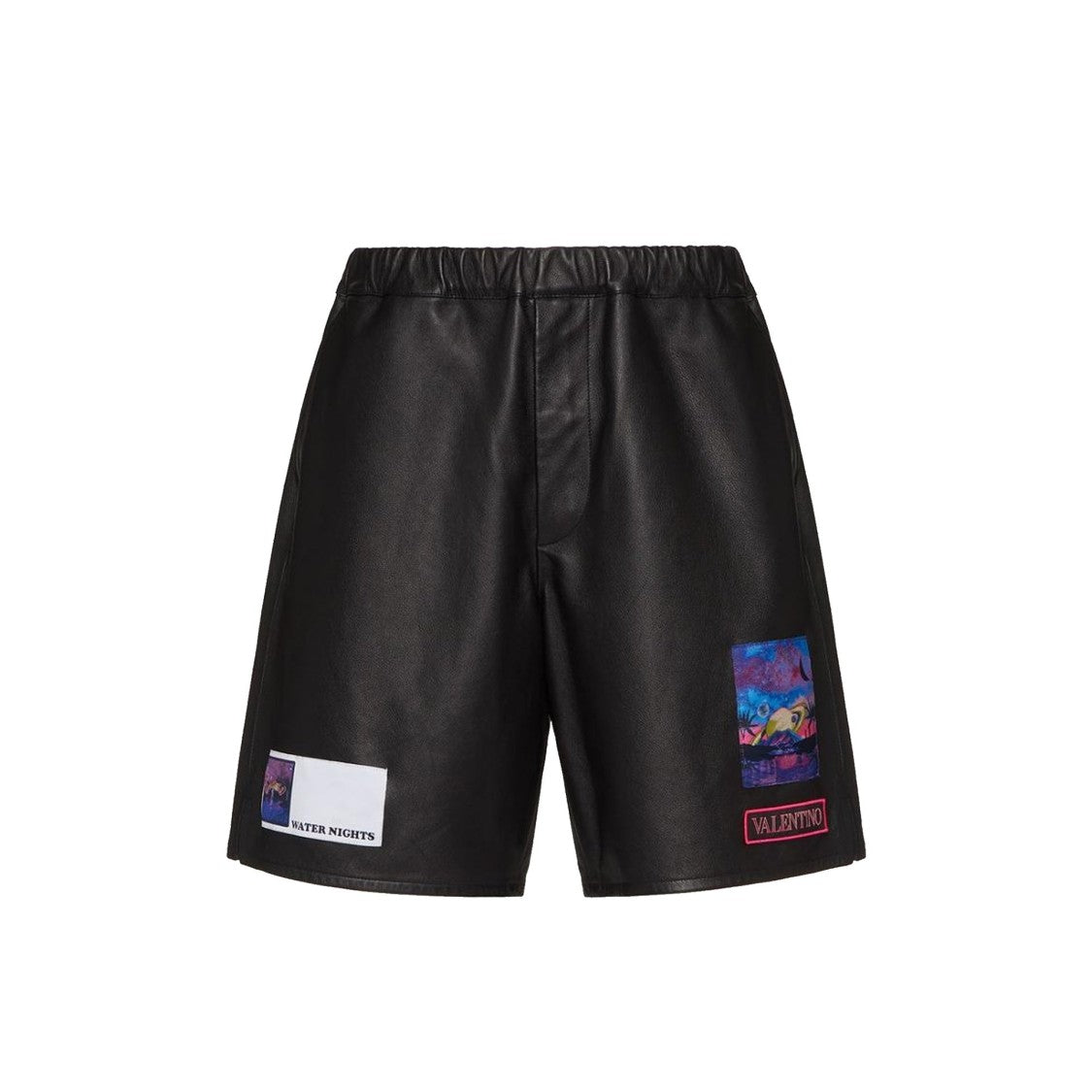 Valentino Lamb Leather Shorts With Unique Patch Details