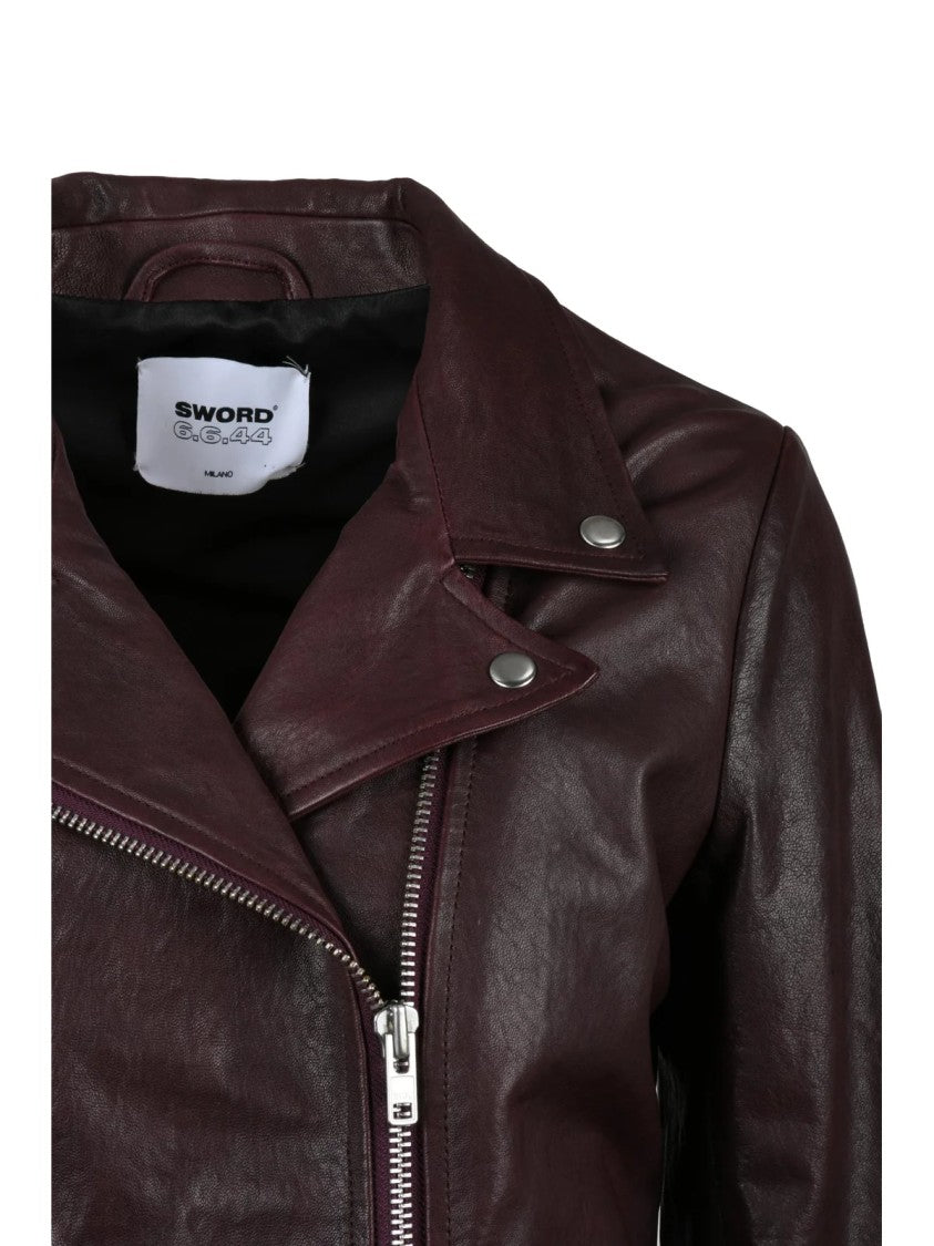 S.W.O.R.D. Brown Leather Zip Biker Jacket