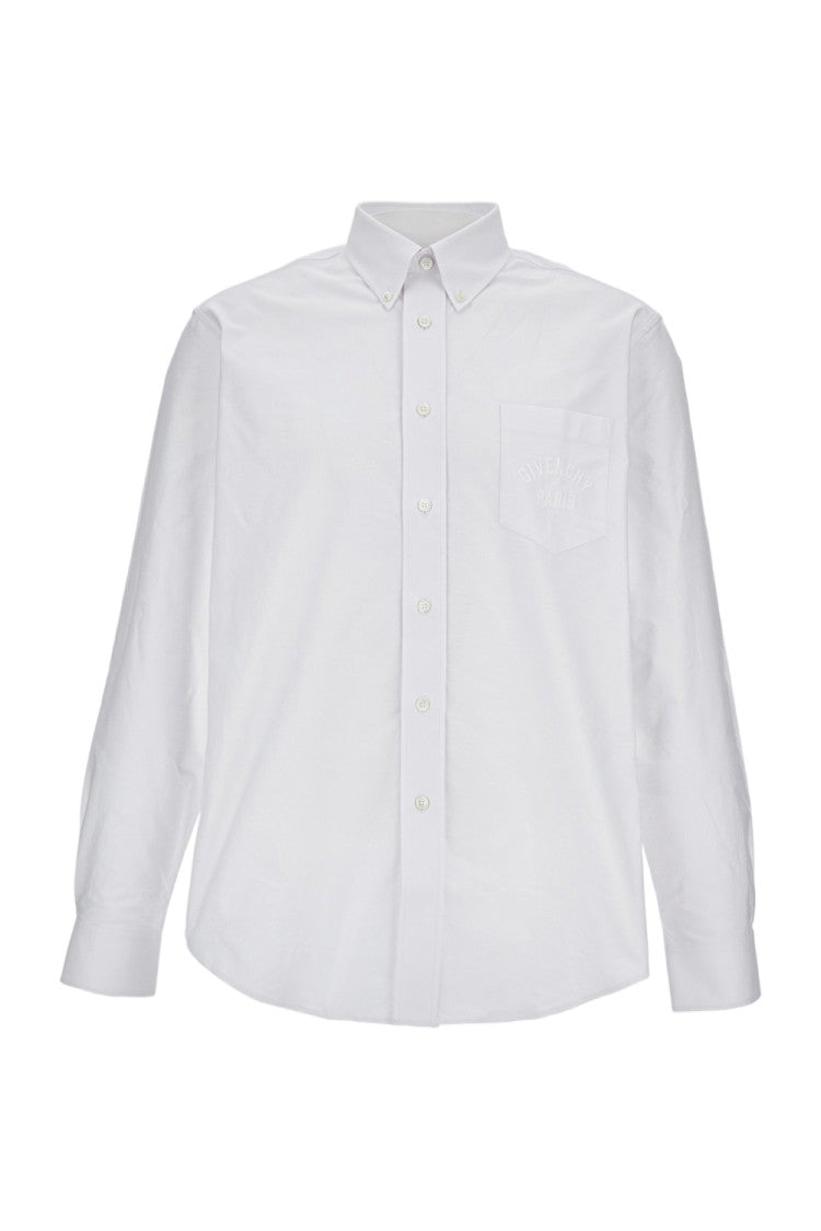 Givenchy Crisp Cotton Shirt With Embossed Branding And Pocket Detail
