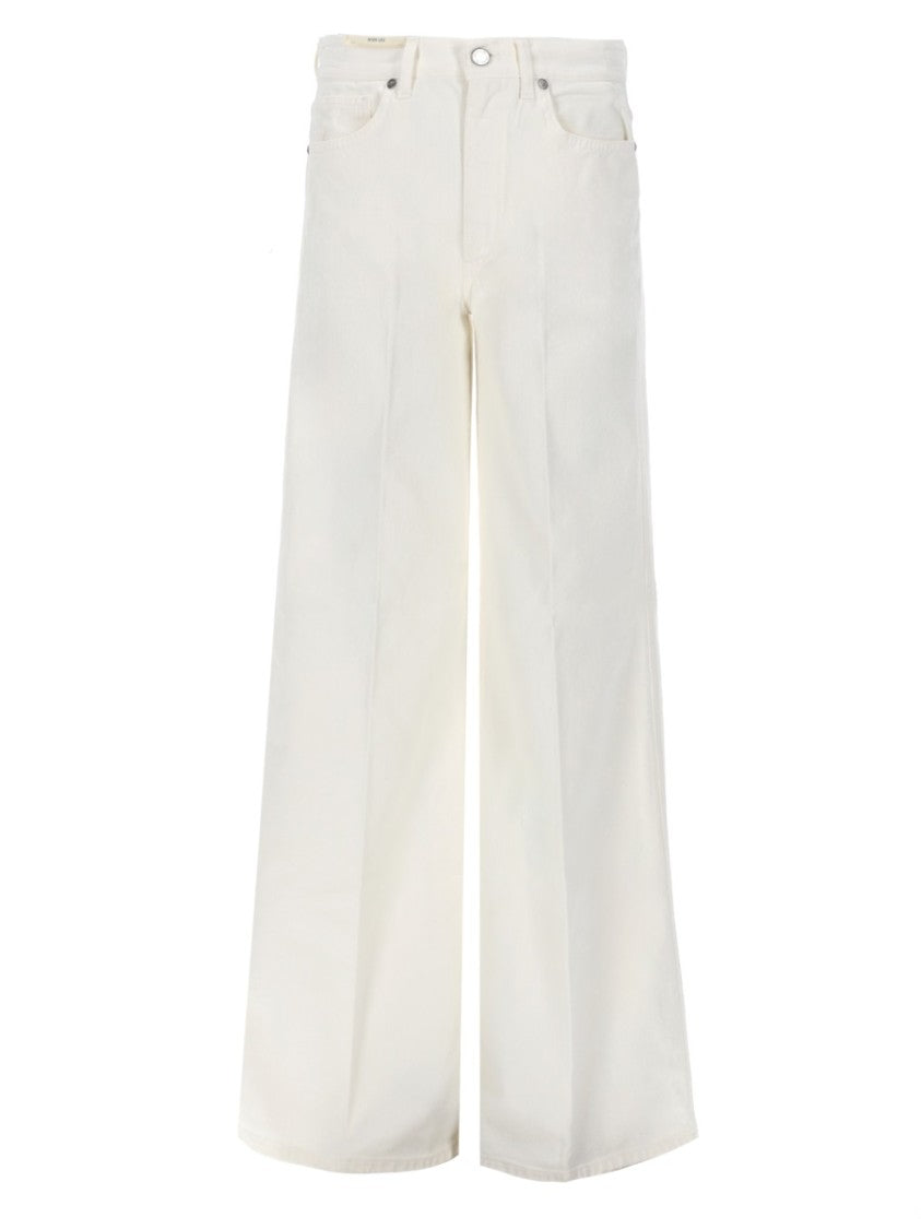 Pt Torino Neutrals Cindy High Waist Cotton Wide-Leg Jeans