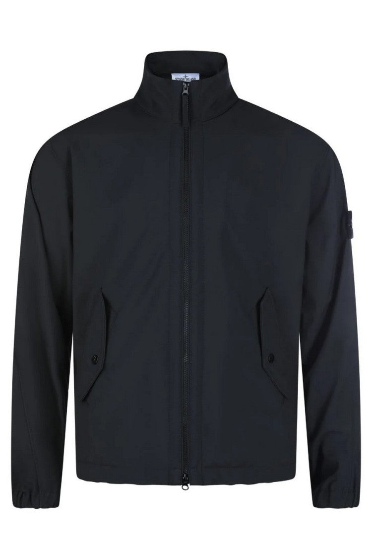 Stone Island Black Funnel-Neck Zip-Front Polyester-Blend Jacket