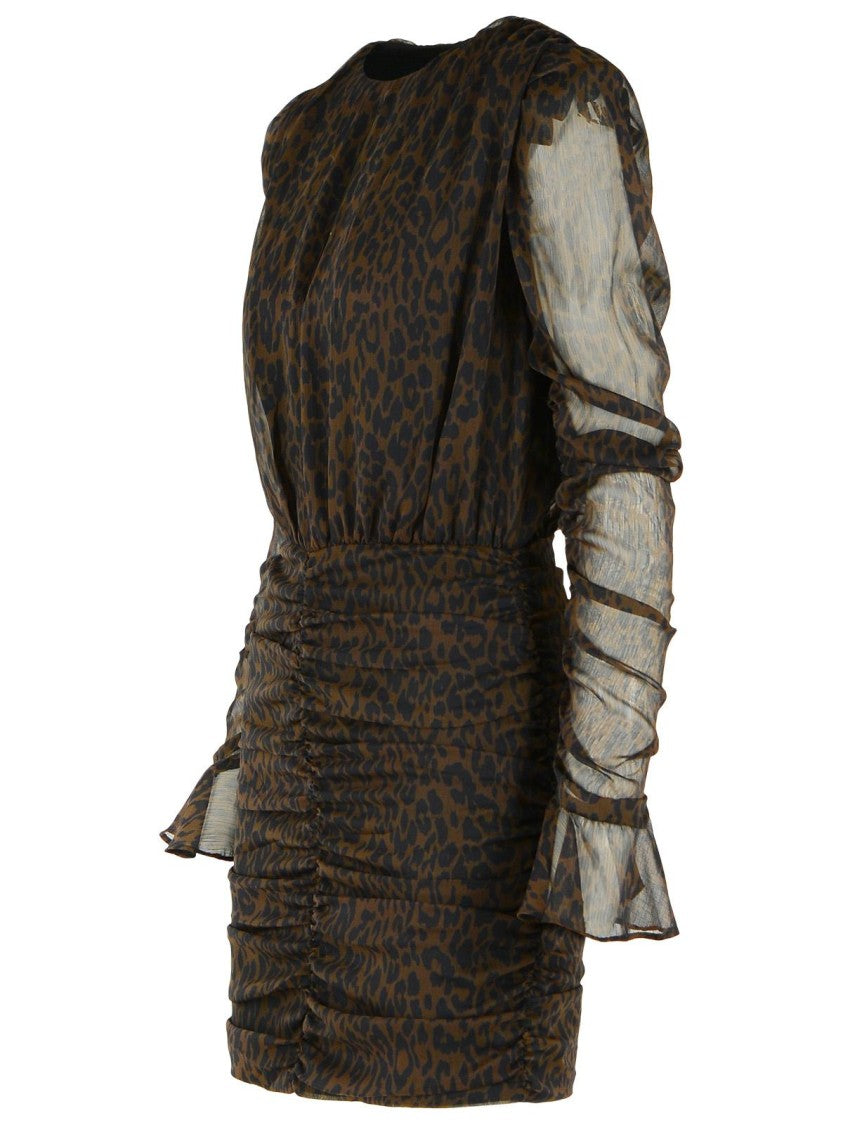 Rotate Brown Leopard Star Print Mini Dress