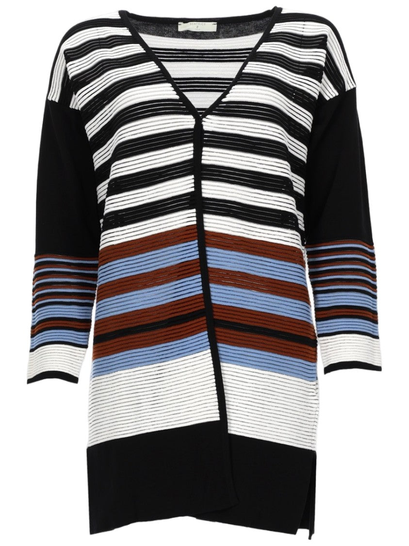 Beatrice.B V-Neck Cardigan With Striped Design And Relaxed Fit