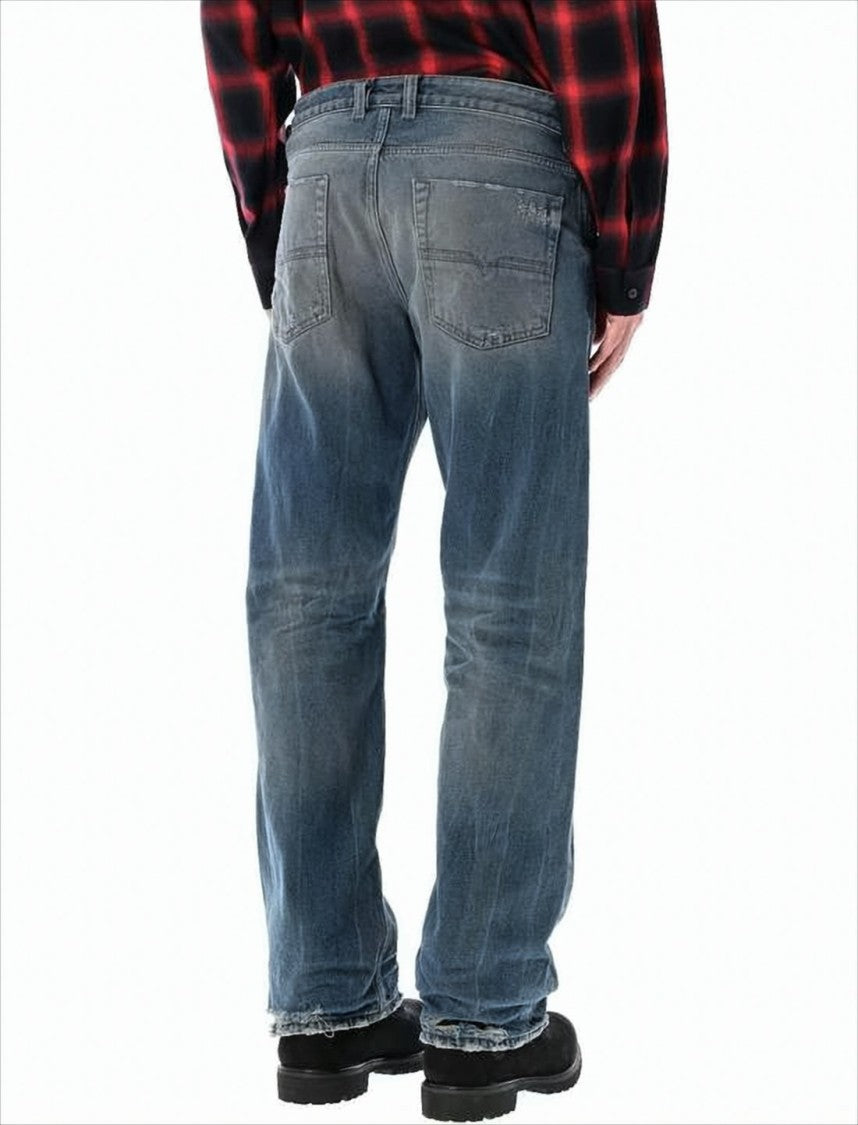 Diesel Relaxed Fit Distressed Denim Pants With Vintage Wash
