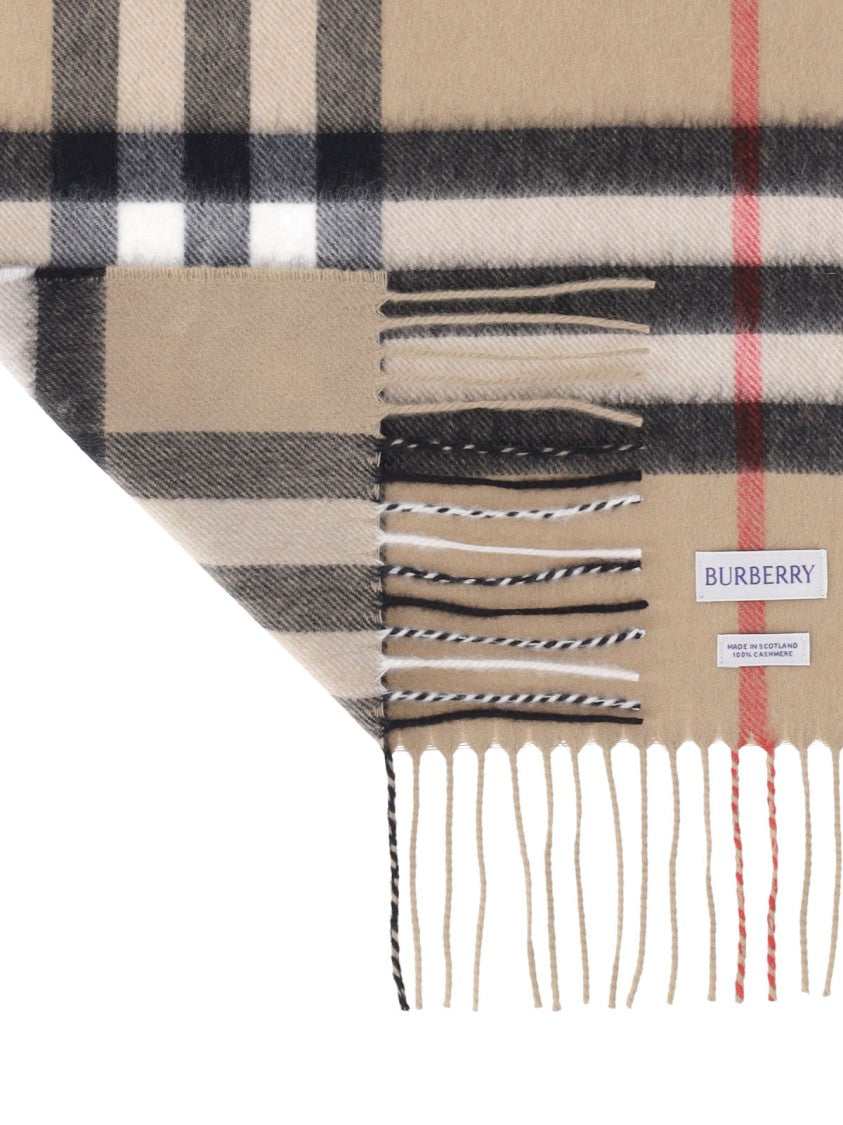 Burberry Beige Check Cashmere Scarf