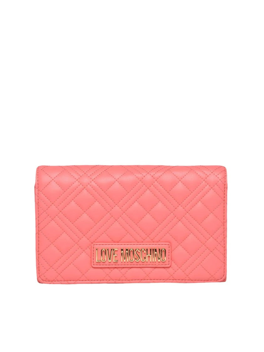 Love Moschino Quilted Red Crossbody Bag With Chain Strap And Logo Plaque