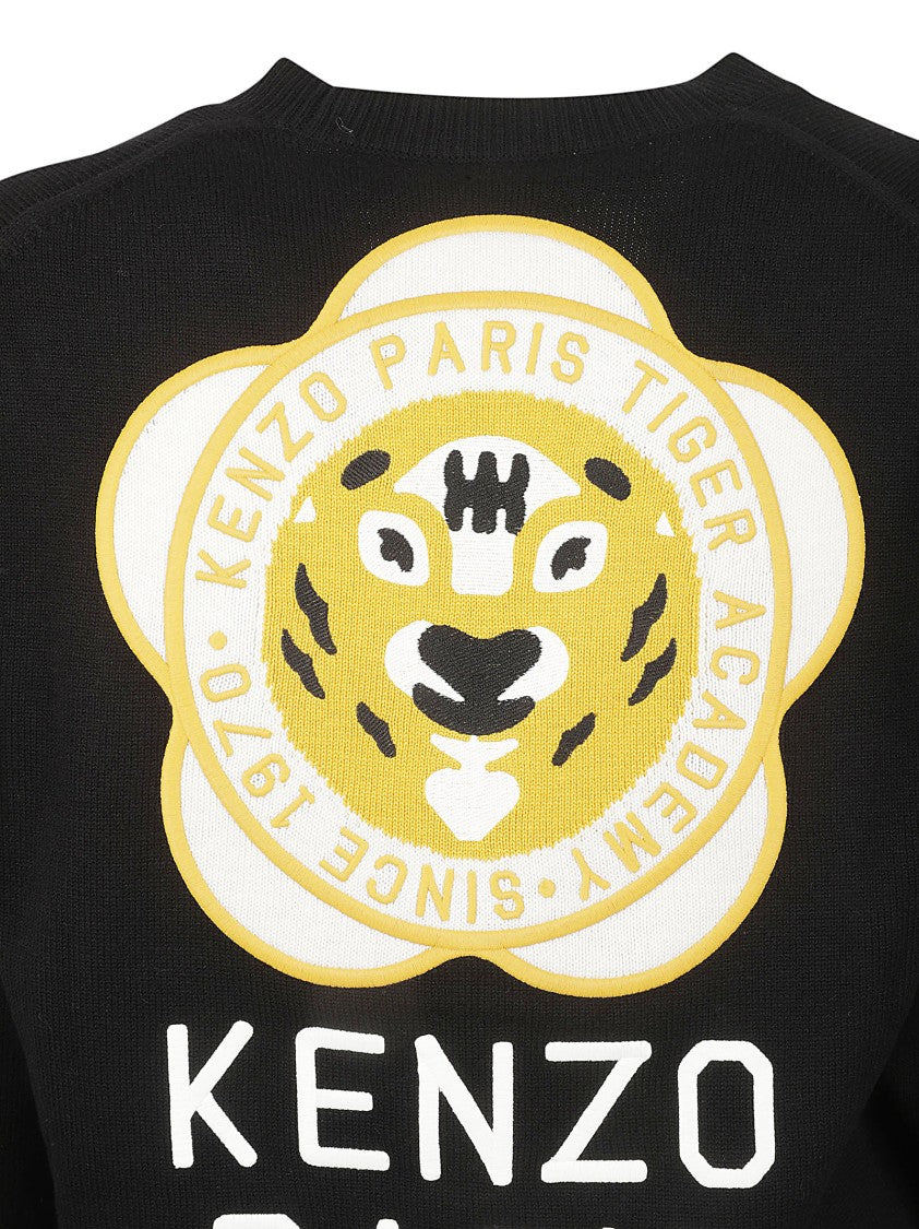 Kenzo Relaxed-Fit Black Sweater With Tiger Graphic