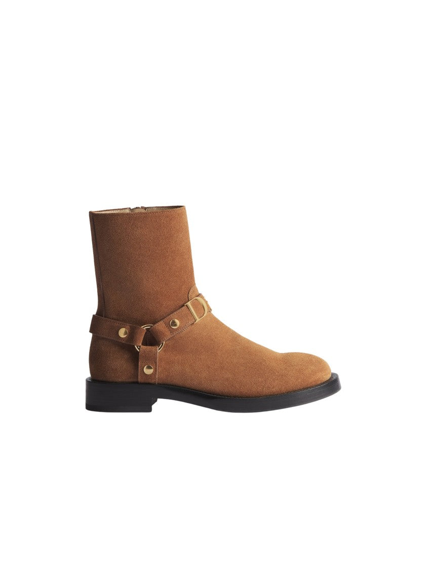 Christian Dior Gold Hardware Ankle-High Suede Boots